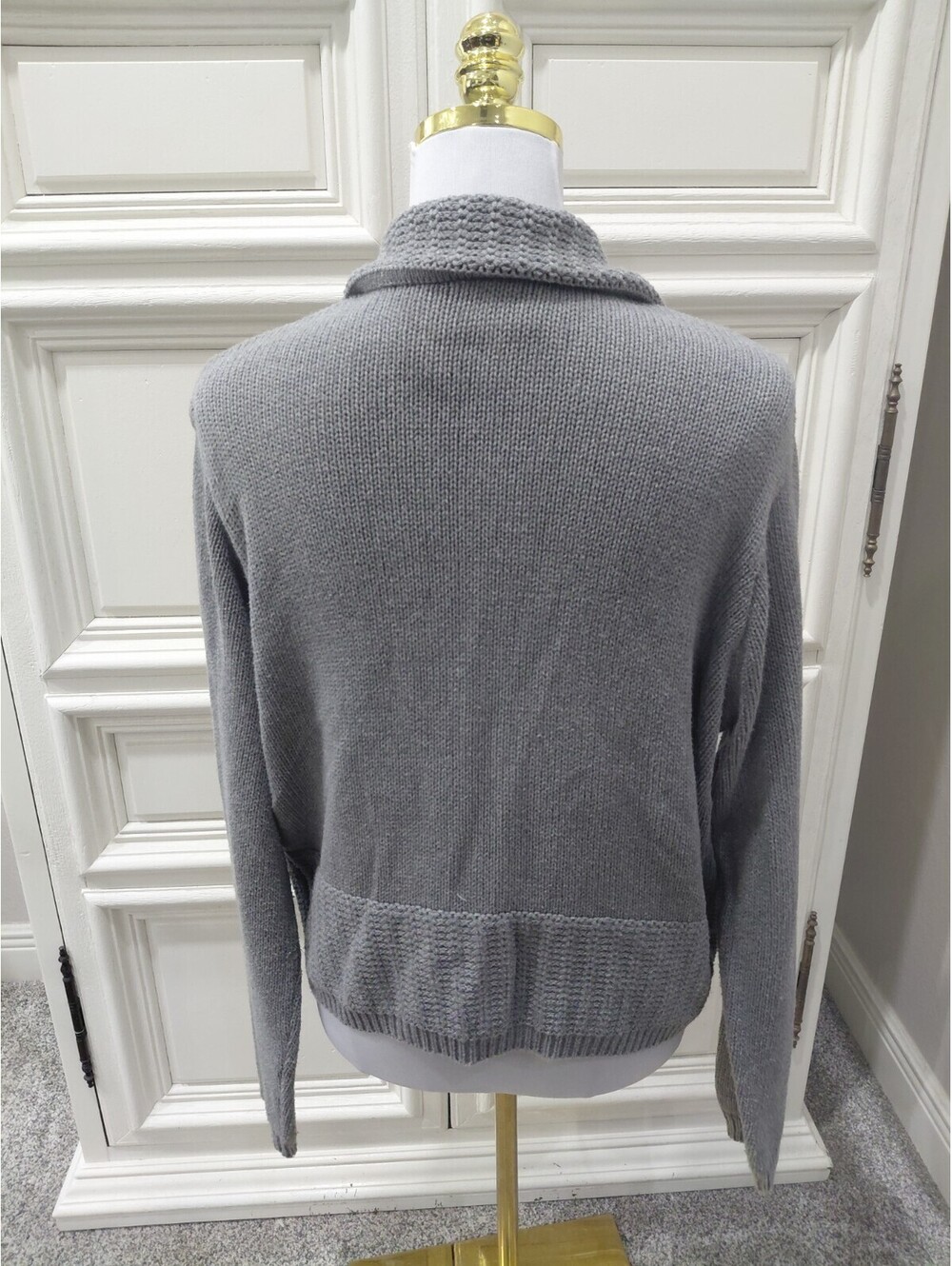 Liz Claiborne Lizwear Small gray ribbed stretch full zip jacket sweater - Picture 3 of 8